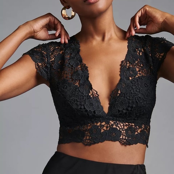 NWT The Alandra Cap-Sleeve Lace Bralette By Anthropologie 2X - Picture 4 of 5